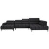 WOHNLANDSCHAFT in Samt, Webstoff Dunkelgrau  - Dunkelgrau/Schwarz, Design, Textil/Metall (177/385/216cm) - Welnova