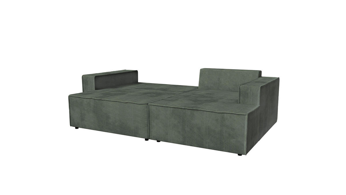 ECKSOFA inkl. Funktion Dunkelgrün Cord  - Dunkelgrün/Schwarz, MODERN, Kunststoff/Textil (245/149cm) - Stylife