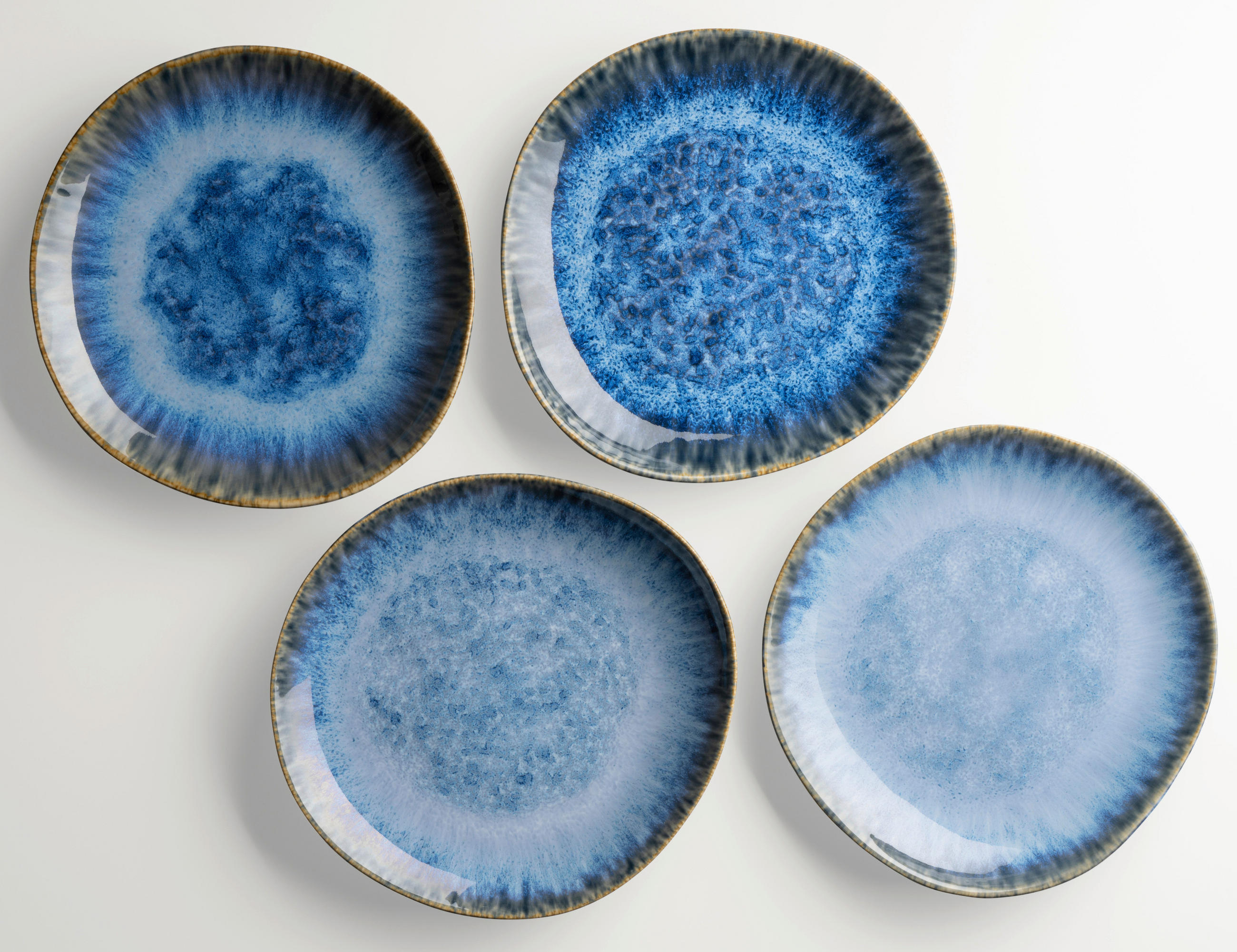 DESSERTTELLERSET Blau 4-teilig WILDE SCHLUCHT  - Blau, Basics, Keramik (22/2,5cm) - Gipfelstück