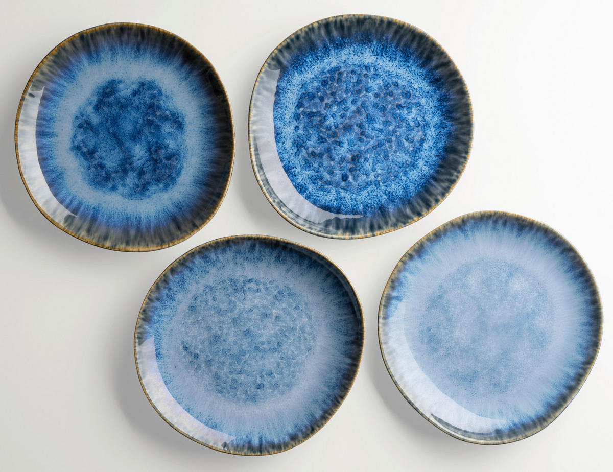 DESSERTTELLERSET Blau 4-teilig WILDE SCHLUCHT  - Blau, Basics, Keramik (22/2,5cm) - Gipfelstück