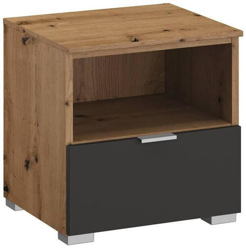 NACHTKÄSTCHEN 40/42/42 cm  in Graphitfarben, Eiche Artisan  - Alufarben/Graphitfarben, Trend, Holzwerkstoff/Metall (40/42/42cm) - Stylife