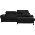 ECKSOFA in Velours Graphitfarben  - Schwarz/Graphitfarben, Design, Textil/Metall (267/181cm) - Carryhome