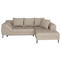 ECKSOFA Webstoff Naturfarben  - Schwarz/Naturfarben, Modern, Textil/Metall (279/177cm) - Stylife