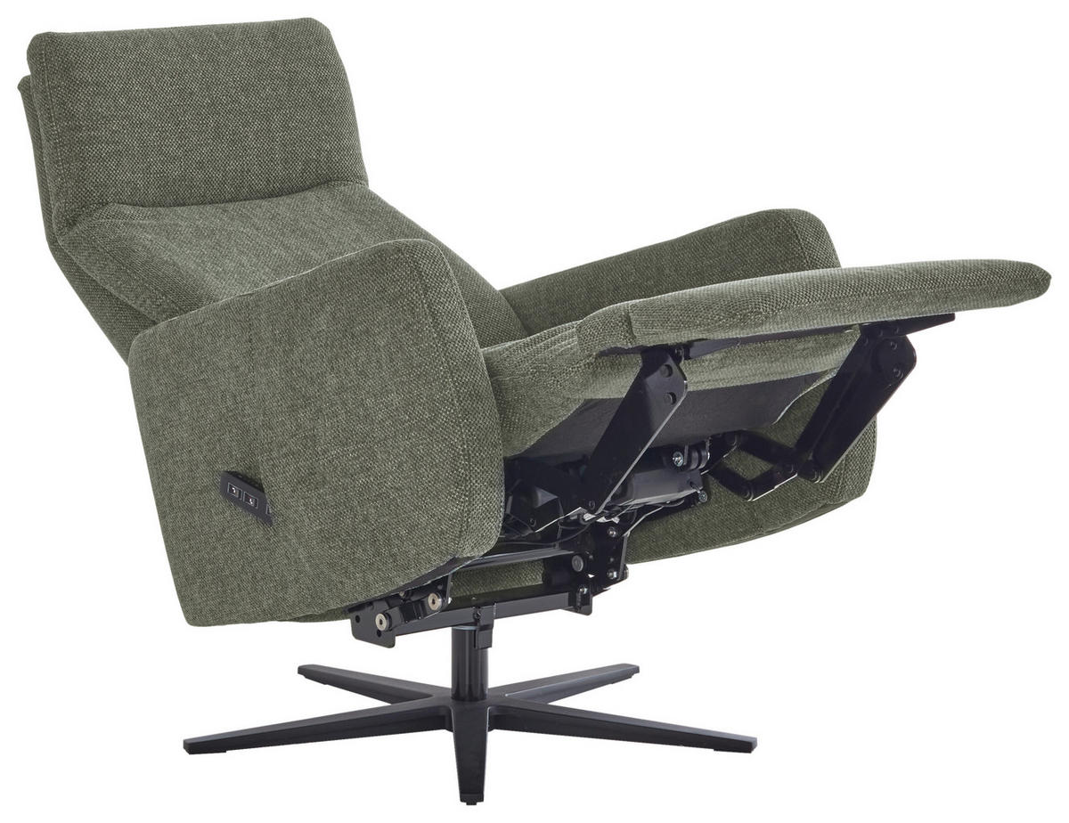 RELAXSESSEL Textil Olivgrün  - Schwarz/Olivgrün, Konventionell, Textil/Metall (73/91-169/117cm) - Pure Home Comfort