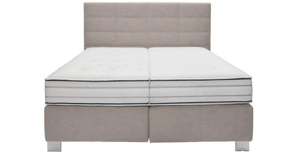 BOXSPRINGBETT 180/200 cm in Grau, Hellgrau - Hellgrau/Alufarben, KONVENTIONELL, Holzwerkstoff/Textil (180/200cm) - Dieter Knoll