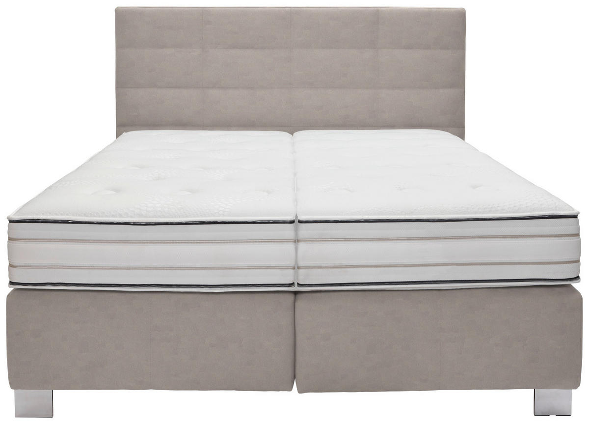 BOXSPRINGBETT 180/200 cm  in Grau, Hellgrau  - Hellgrau/Alufarben, KONVENTIONELL, Holzwerkstoff/Textil (180/200cm) - Dieter Knoll