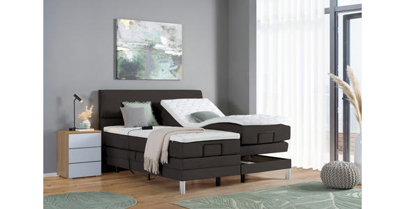 BOXSPRINGBETT 180/200 cm  in Dunkelbraun  - Chromfarben/Dunkelbraun, KONVENTIONELL, Kunststoff/Textil (180/200cm) - Voleo