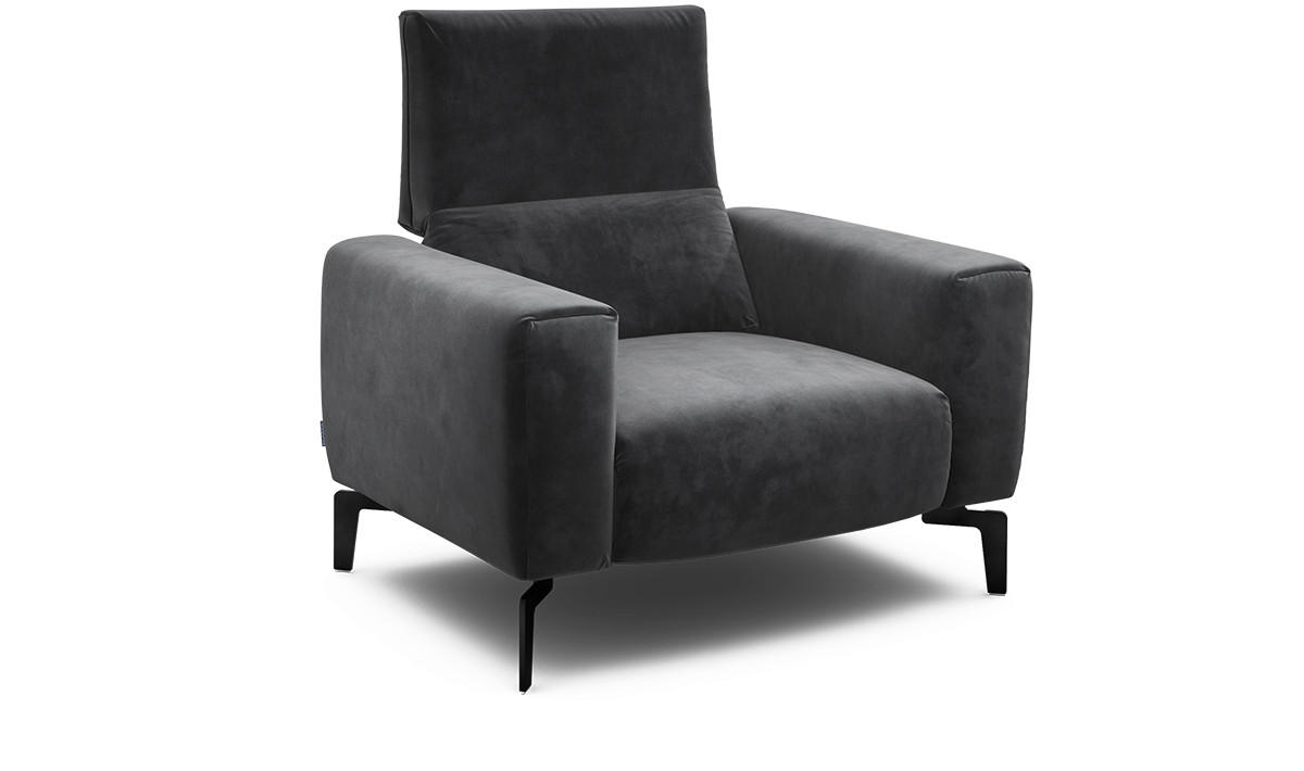 SESSEL in Samt Anthrazit  - Anthrazit/Schwarz, Design, Textil/Metall (110/85/86-94cm) - SENSOO