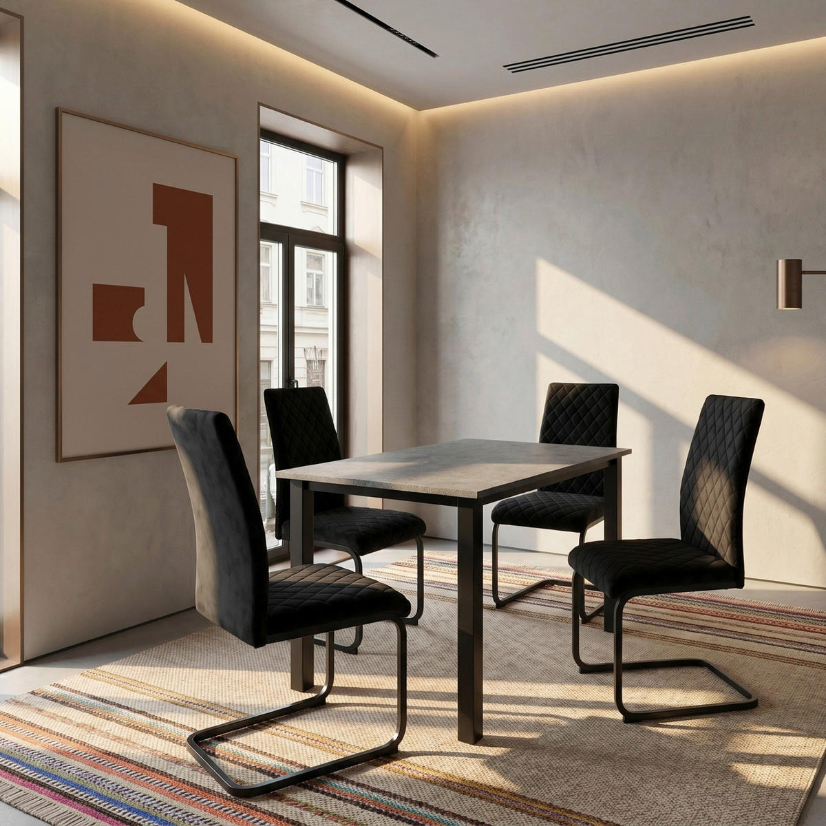 ESSTISCH 120/80/76 cm Nachbildung  Metall, Holzwerkstoff gastro- und objekttauglich rechteckig Grau  - Schwarz/Grau, MODERN, Holzwerkstoff/Metall (120/80/76cm) - MID.YOU
