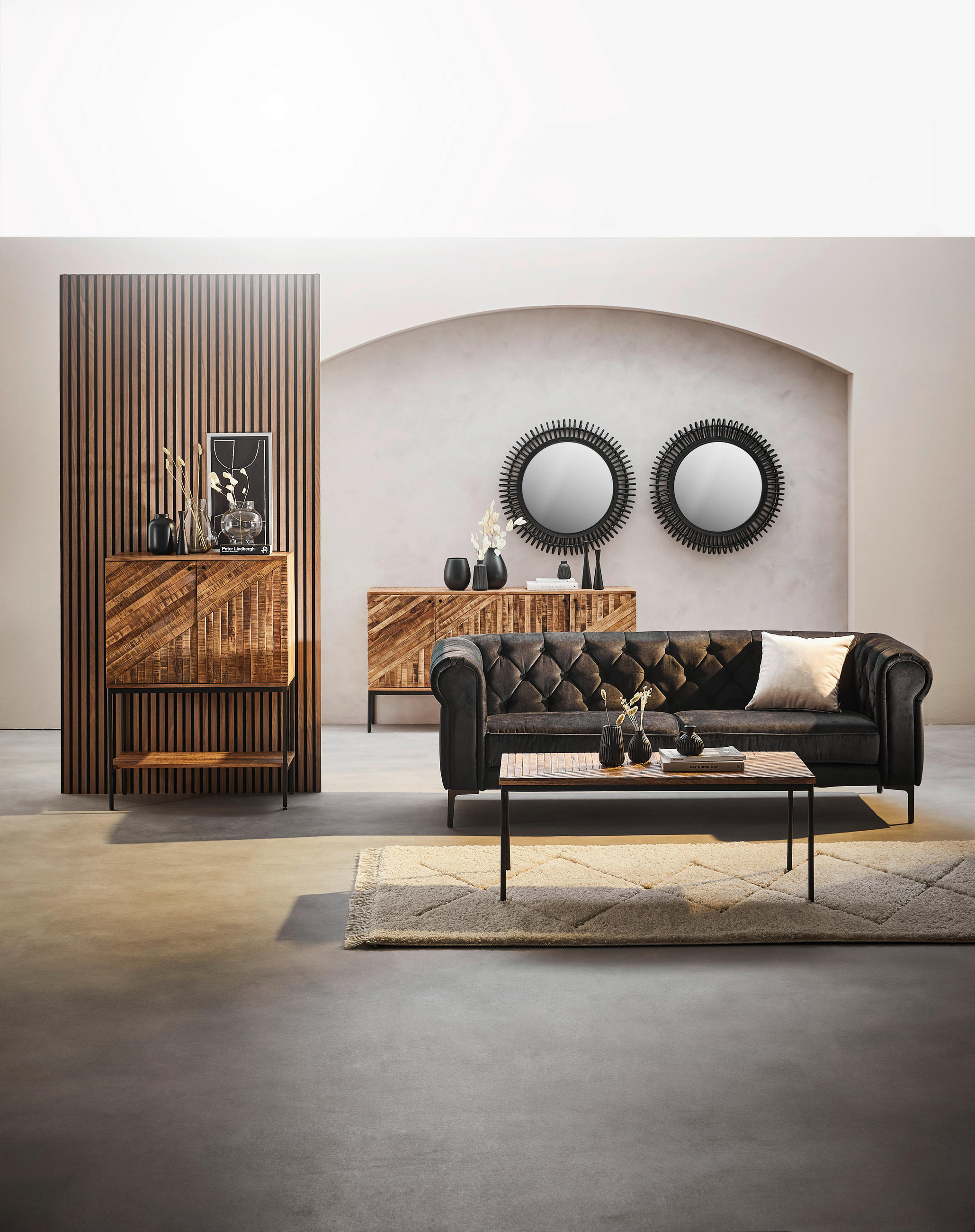 BAR Altholz massiv Schwarz, Hellbraun  - Hellbraun/Schwarz, LIFESTYLE, Holz/Metall (80/111/40cm) - Ambia Home