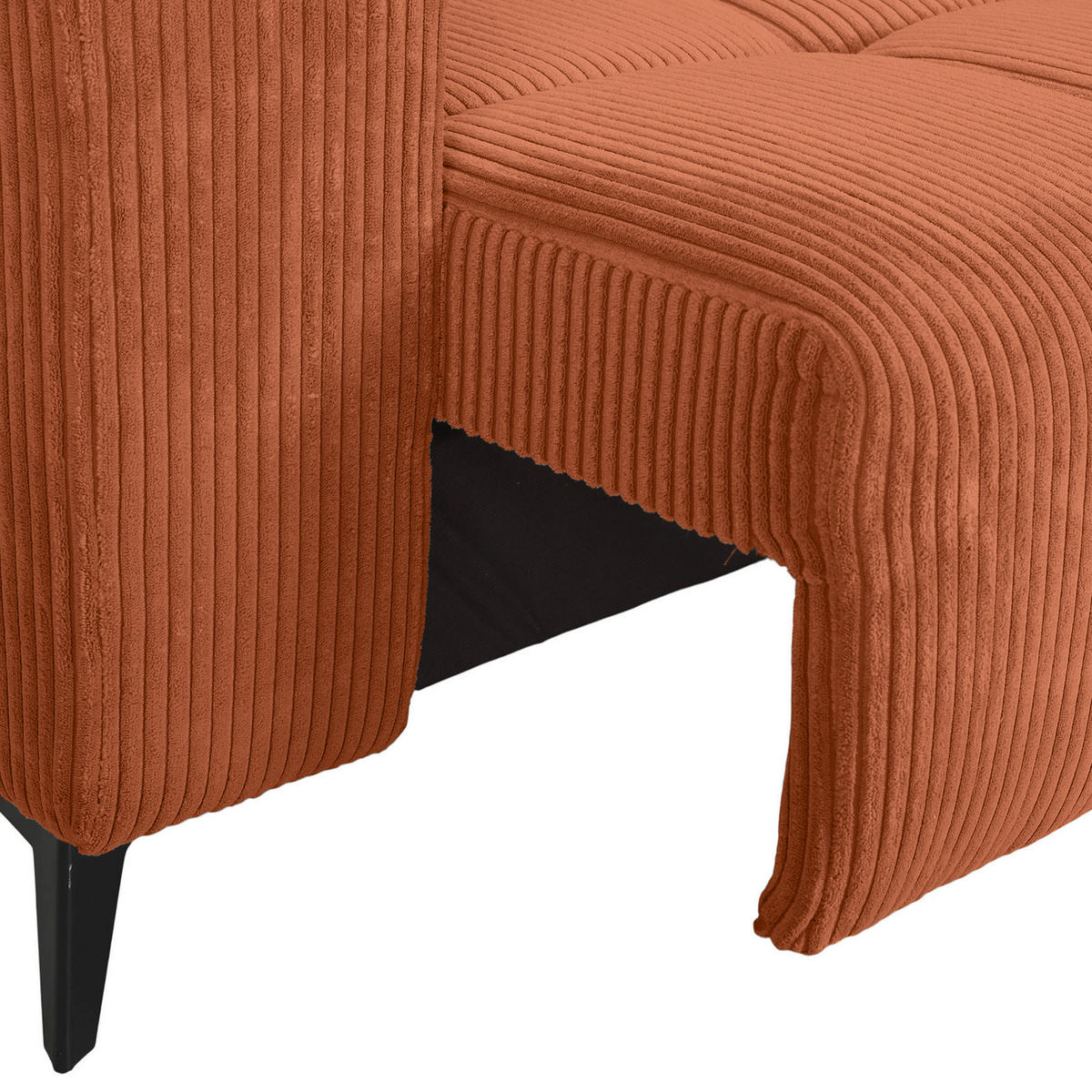 ECKSOFA Rostfarben Cord Rücken echt, Kopfteilverstellung, Sitzvorzug  - Rostfarben/Schwarz, KONVENTIONELL, Textil/Metall (257/170cm) - Carryhome