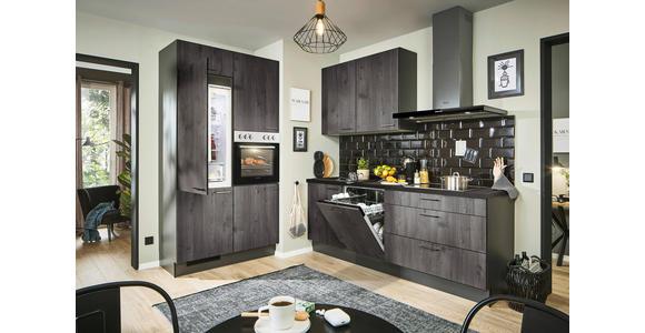 ECKKÜCHE 120/220 cm in Graphitfarben, Schwarz, Lavagrau - Lavagrau/Schwarz, Design, Holzwerkstoff/Metall (120/220cm) - Xora