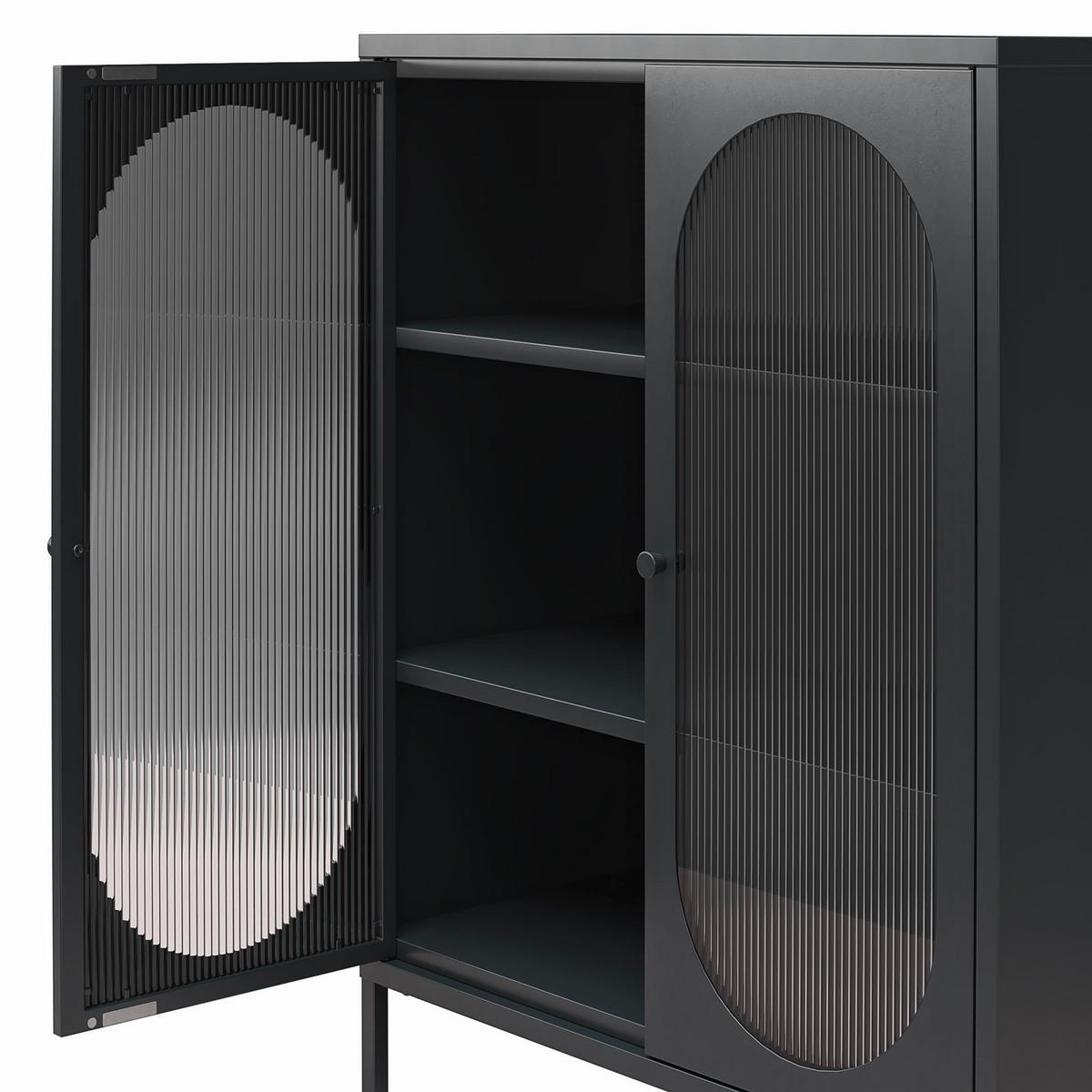 HIGHBOARD Luna   in 80/102/40 cm  - Schwarz, Design, Glas/Metall (80/102/40cm) - MID.YOU
