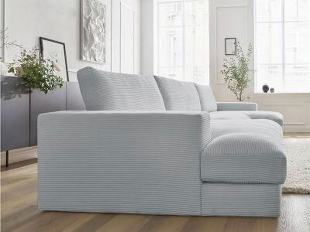 WOHNLANDSCHAFT LEONARD Hellgrau Cord  - Hellgrau/Schwarz, MODERN, Kunststoff/Textil (159/404/159cm)
