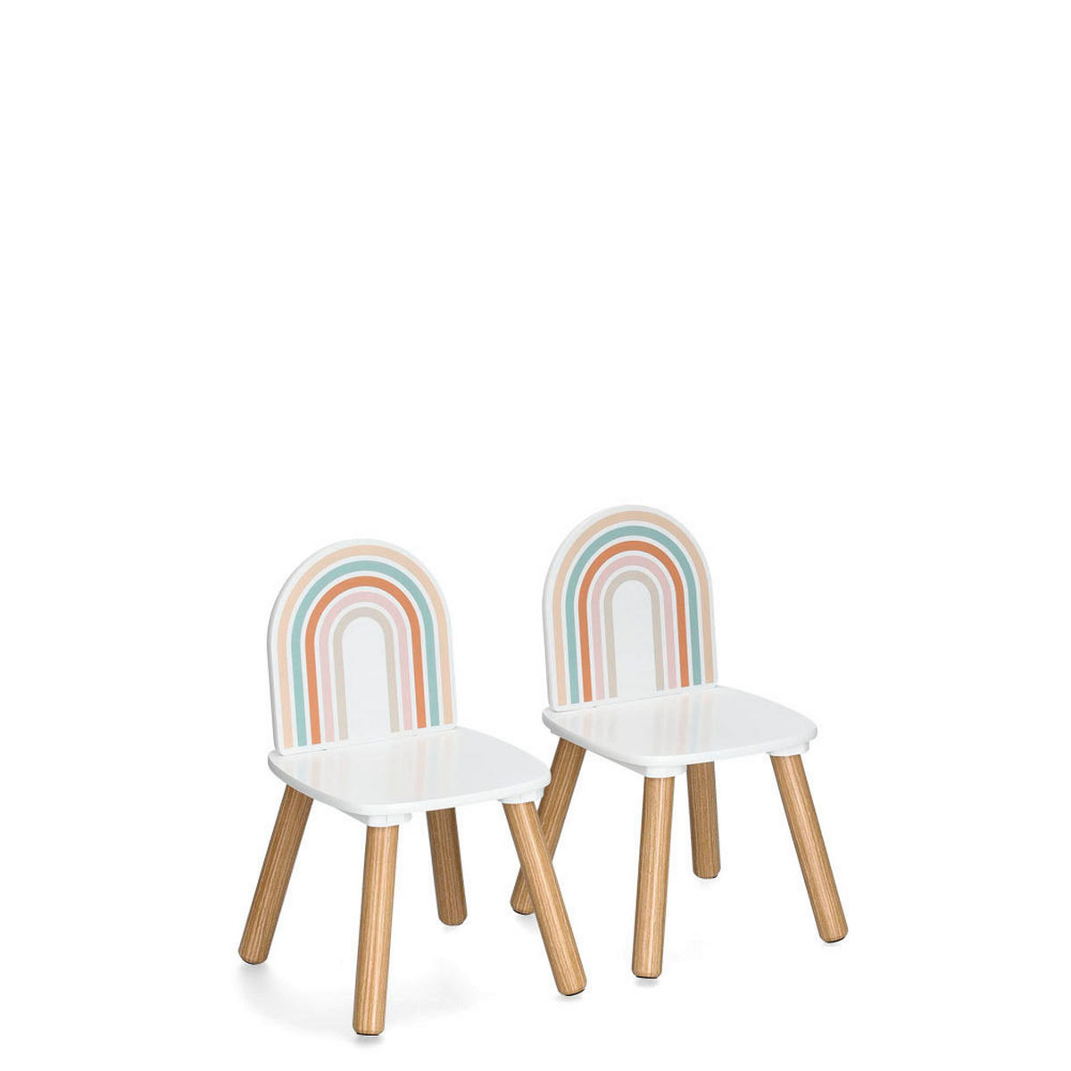 KINDERSITZGRUPPE Rainbow Weiß, Kieferfarben  - Weiß/Kieferfarben, Basics, Holz/Holzwerkstoff (55/55/45cm) - Zeller Present