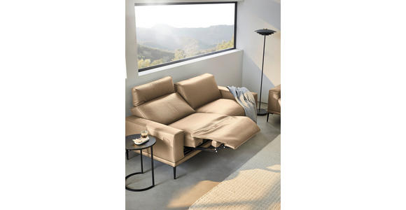 2,5-SITZER in Leder Beige - Beige/Schwarz, Design, Leder/Metall (200/102/92cm) - Johann Jakob