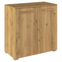 KOMMODE  in 80/81/42 cm  - Eichefarben/Silberfarben, Design, Holzwerkstoff/Kunststoff (80/81/42cm) - Novel