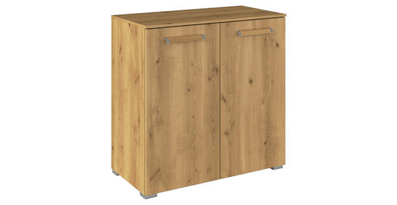 KOMMODE  in 80/81/42 cm  - Eichefarben/Silberfarben, Design, Holzwerkstoff/Kunststoff (80/81/42cm) - Novel