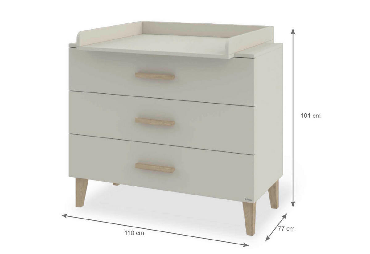 WICKELKOMMODE TAMI Weiß, Eichefarben  - Eichefarben/Weiß, Basics, Holz/Holzwerkstoff (110/101/77cm) - Pinolino