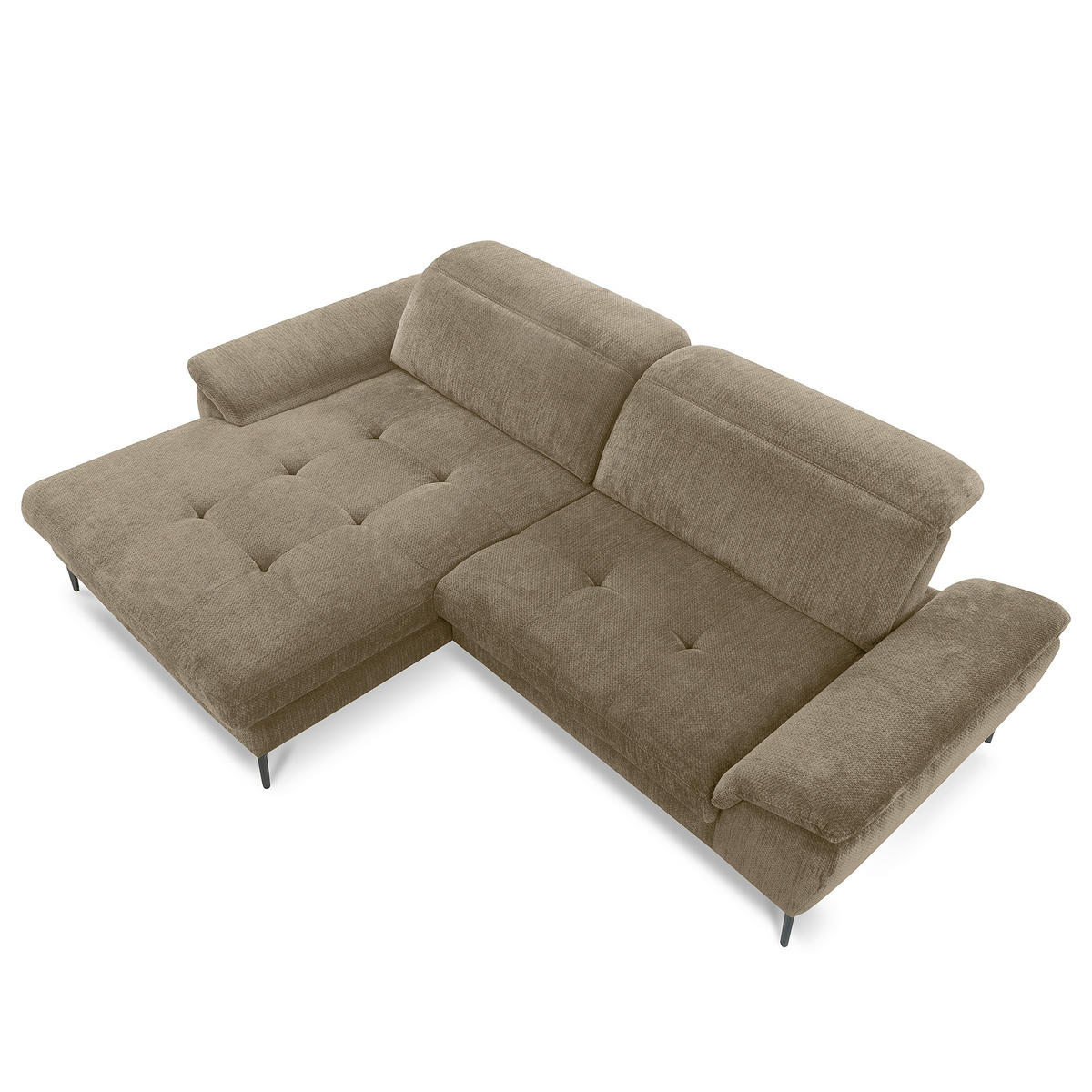 ECKSOFA  Webstoff Taupe  - Taupe/Schwarz, Design, Textil/Metall (195/268cm) - Livetastic