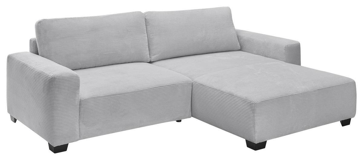 ECKSOFA Hellgrau Cord  - Hellgrau/Schwarz, MODERN, Kunststoff/Textil (282/192cm) - Livetastic