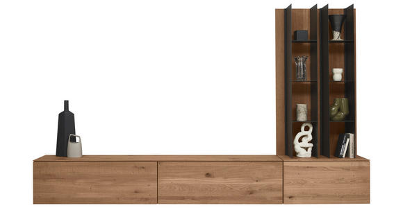 WOHNWAND in Anthrazit, Eichefarben 285/205/39 cm - Eichefarben/Anthrazit, Natur, Holz/Metall (285/205/39cm) - Valnatura