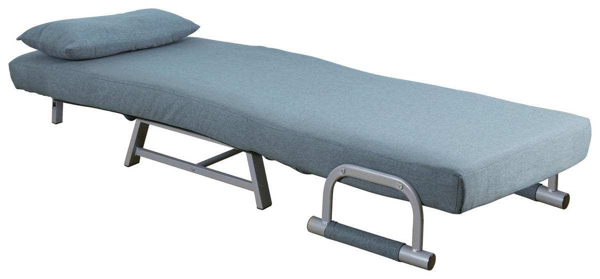 SCHLAFSESSEL in Flachgewebe Blau  - Blau/Grau, Modern, Textil/Metall (64/95/78cm) - MID.YOU