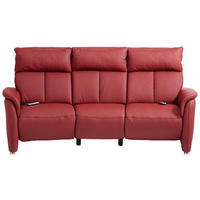 TRAPEZSOFA in Echtleder Dunkelrot  - Alufarben/Dunkelrot, Konventionell, Leder/Metall (217/108/103cm) - Cantus