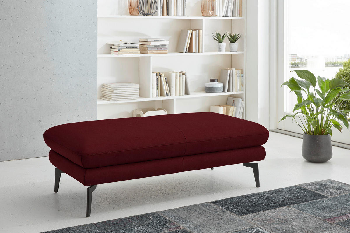 2,5-SITZER in Echtleder Dunkelrot  - Schwarz/Dunkelrot, Design, Leder/Metall (196/86/104cm) - Dieter Knoll