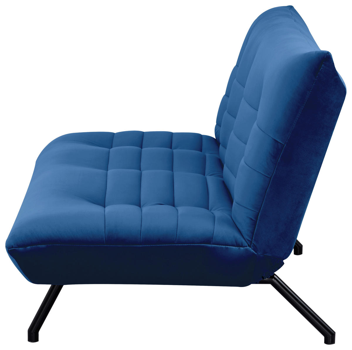 SCHLAFSOFA in Samt Blau  - Blau/Schwarz, MODERN, Textil/Metall (185/82/62cm) - MID.YOU