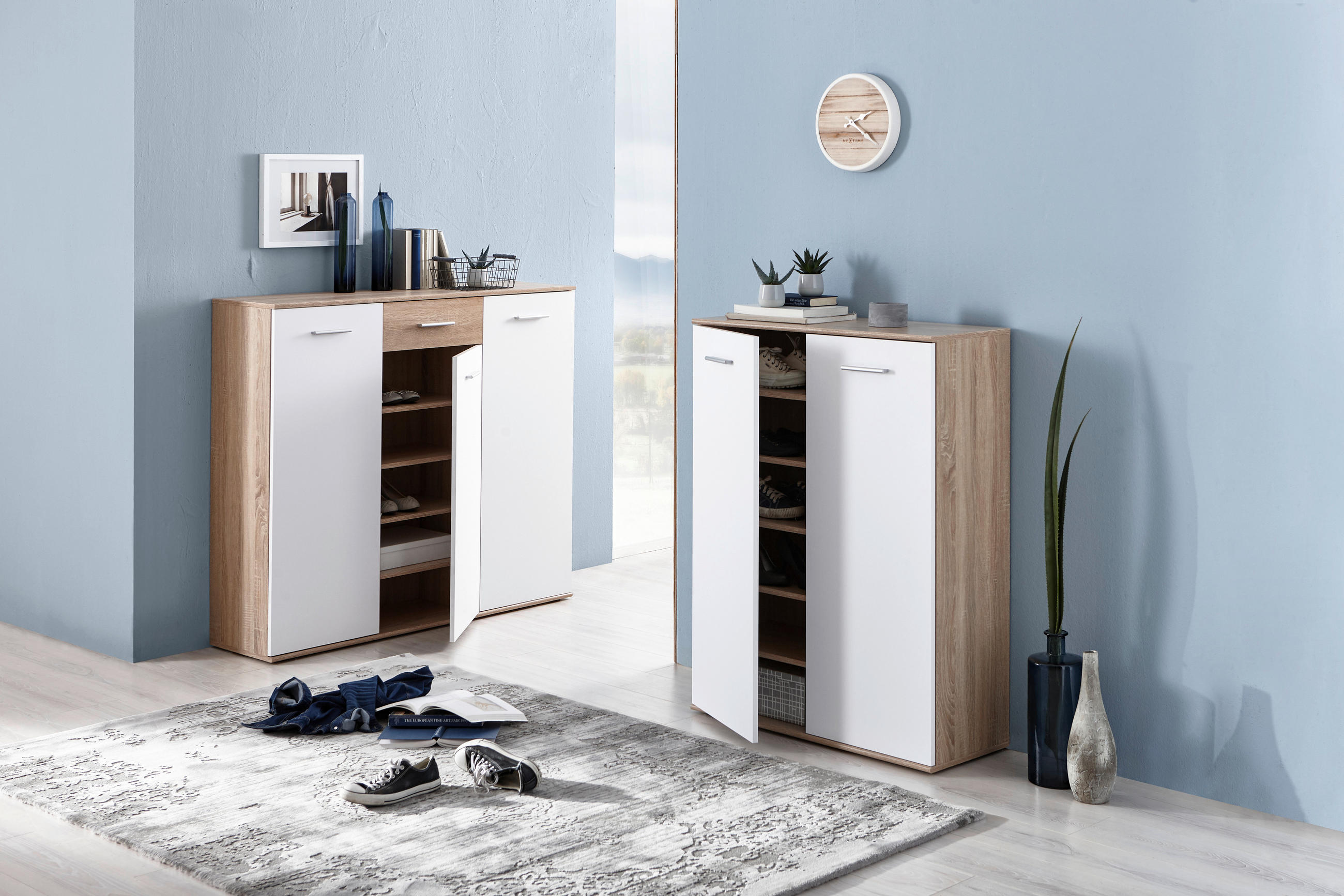 CIPELARNIK bela, sonoma hrast pločasti materijal - sonoma hrast/bela, Dizajnerski, pločasti materijal/plastika (90/118/36cm) - Carryhome