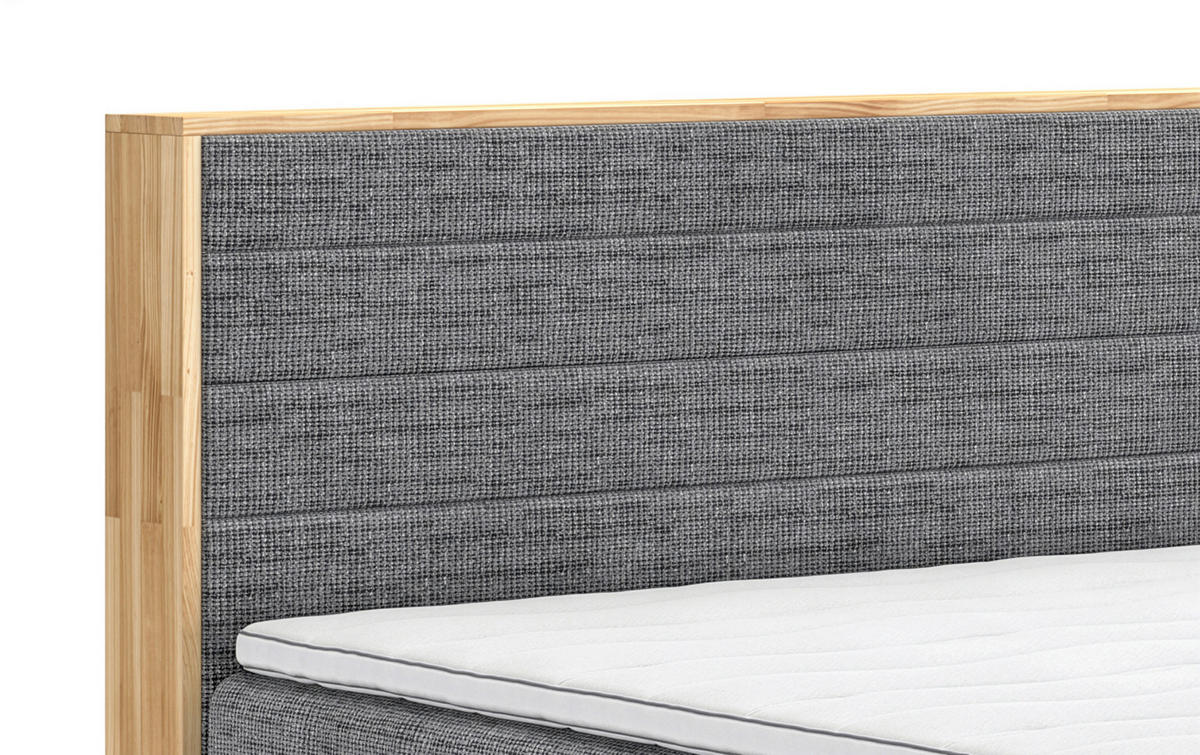BOXSPRINGBETT 160/200 cm,  in Eichefarben, Dunkelgrau, Matratze, gepolstertes Kopfteil, Bettkasten, Topper, H2 + H3 = mittel + fest  - Eichefarben/Dunkelgrau, MODERN, Holz/Kunststoff (160/200cm) - Livetastic
