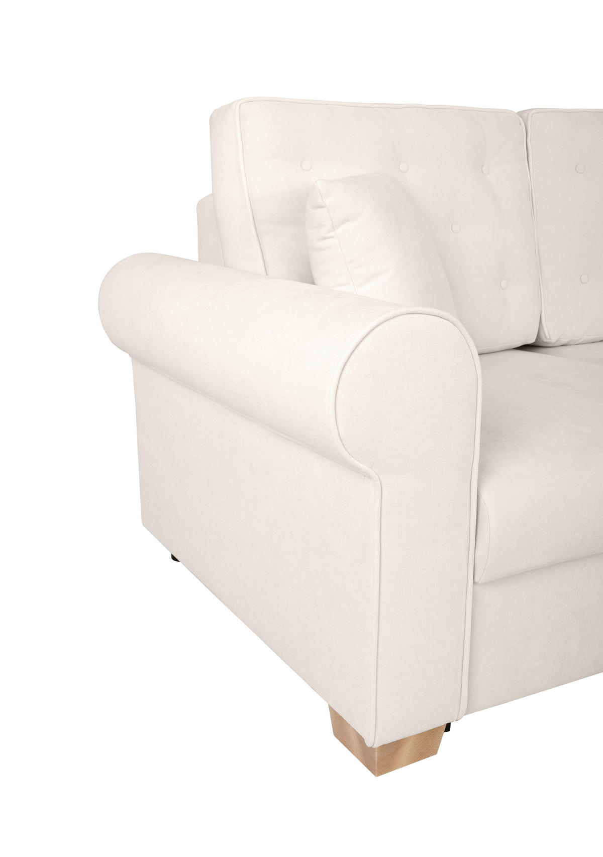 SCHLAFSOFA in Chenille Creme  - Buchefarben/Creme, Design, Holz/Textil (240/94/98cm) - MID.YOU