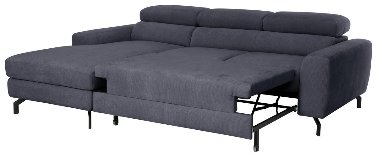 ECKSOFA Chenille Anthrazit  - Anthrazit/Schwarz, Design, Textil/Metall (177/226cm) - Livetastic