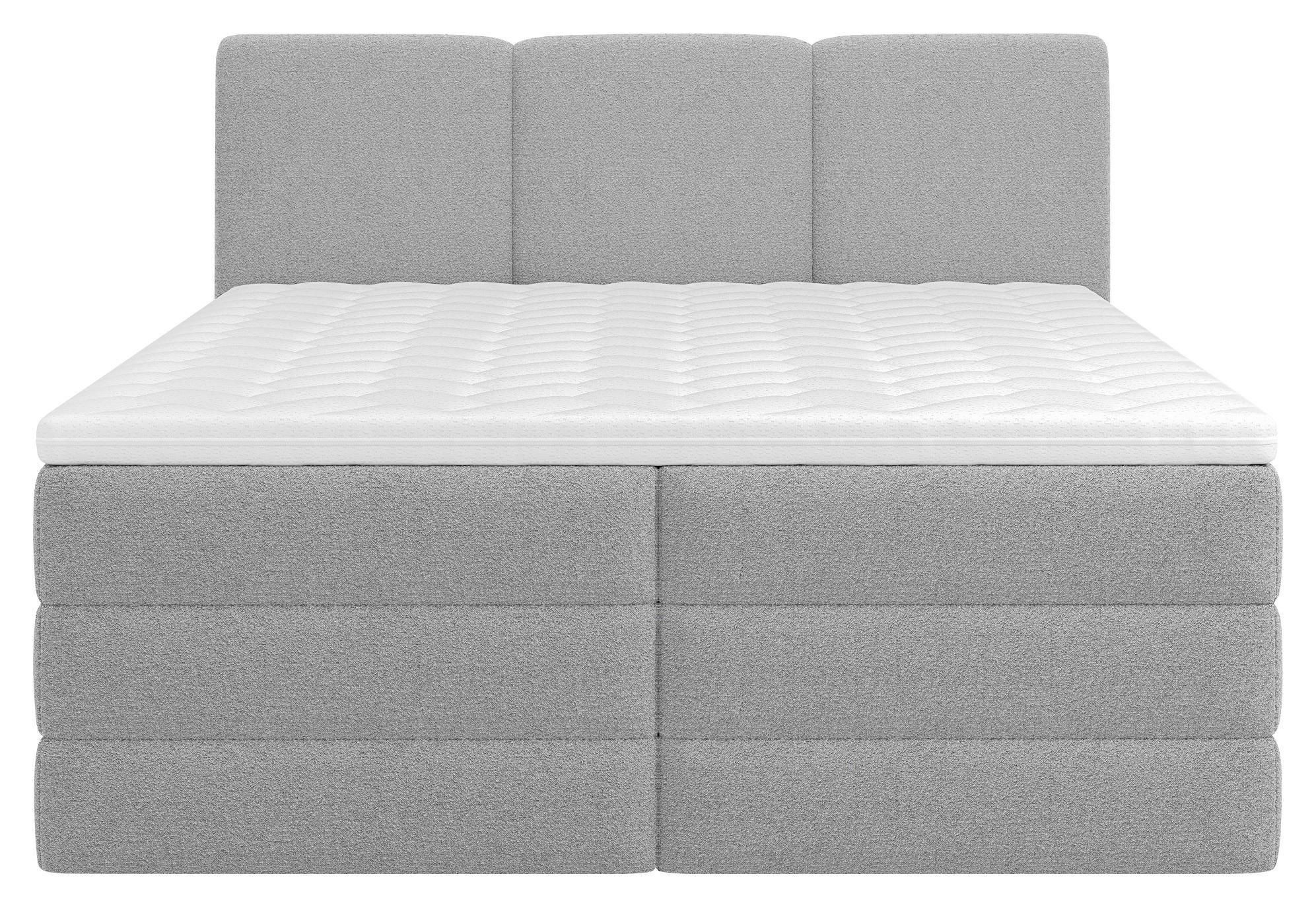 Thumbnail - Mid.you Boxspringbett, Grau, Holz, Textil, Holzwerkstoff, H2 + H3, Höhe ca. 19 cm, 160x200 cm, Bettkasten, gepolstertes ...