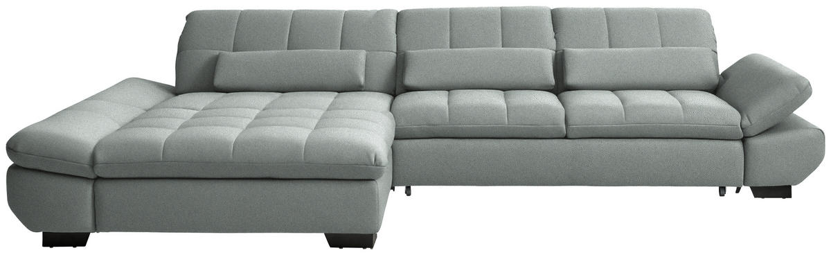 ECKSOFA Flachgewebe Mintgrau  - Mintgrau/Schwarz, Design, Textil/Metall (204/341cm) - Xora