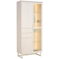 VITRINE furniert, massiv Esche Weiss  - Weiss/Eschefarben, Modern, Glas/Holz (80/190/43cm) - Lomoco