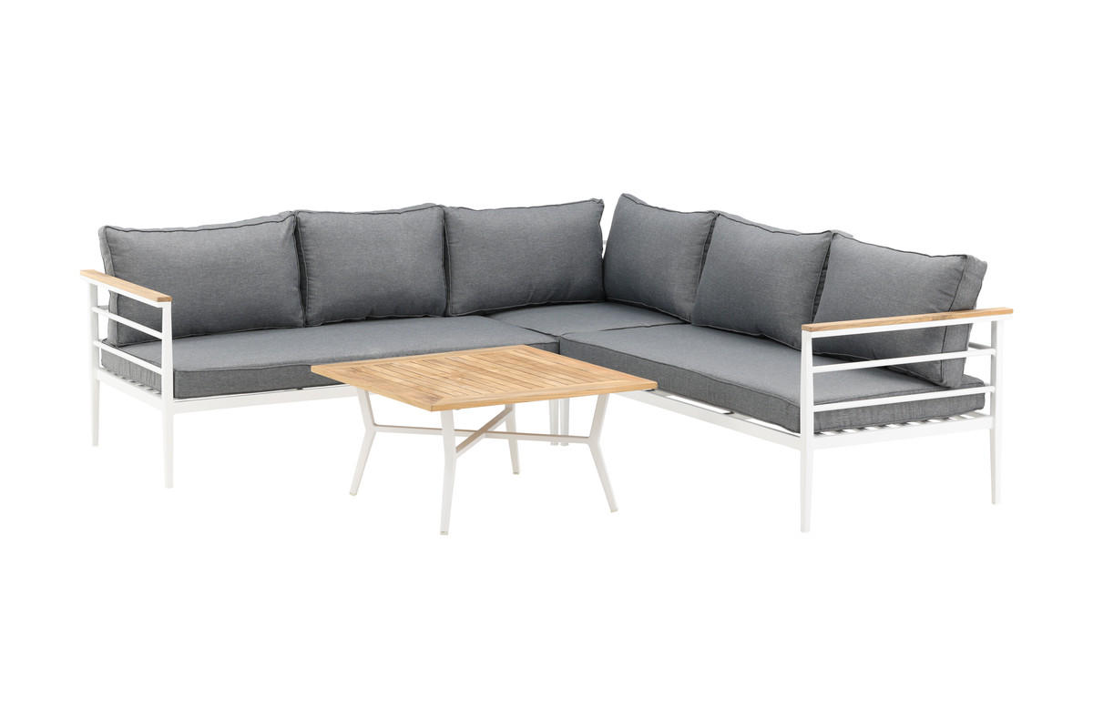 LOUNGEGRUPP 2 delar  - vit/grå, Basics, metall/trä (152/152/76cm)