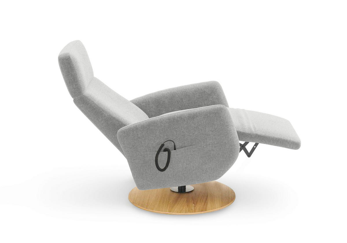 RELAXSESSEL Flachgewebe Aufstehhilfe    - Eichefarben/Hellgrau, KONVENTIONELL, Holz/Textil (71/110/82cm) - Sit & More