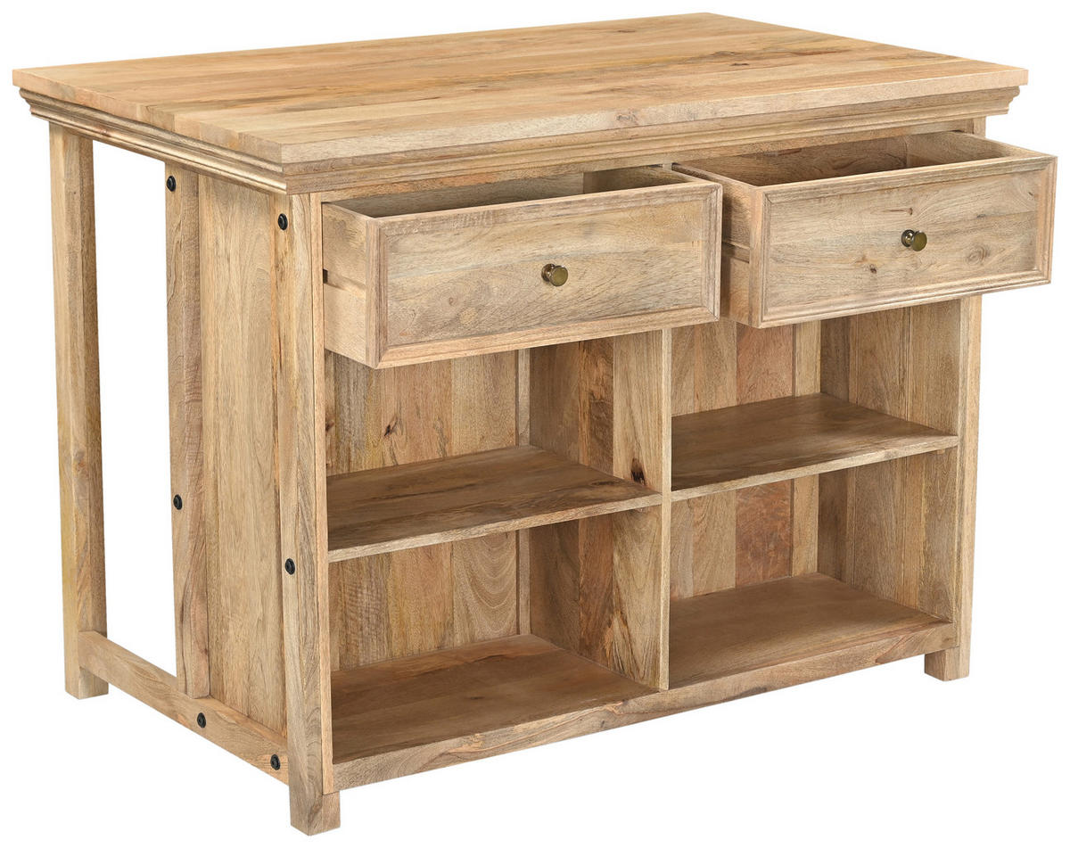 KÜCHENINSEL 125/94/80 cm  in Naturfarben  - Messingfarben/Naturfarben, Design, Holz/Metall (125/94/80cm) - Livetastic
