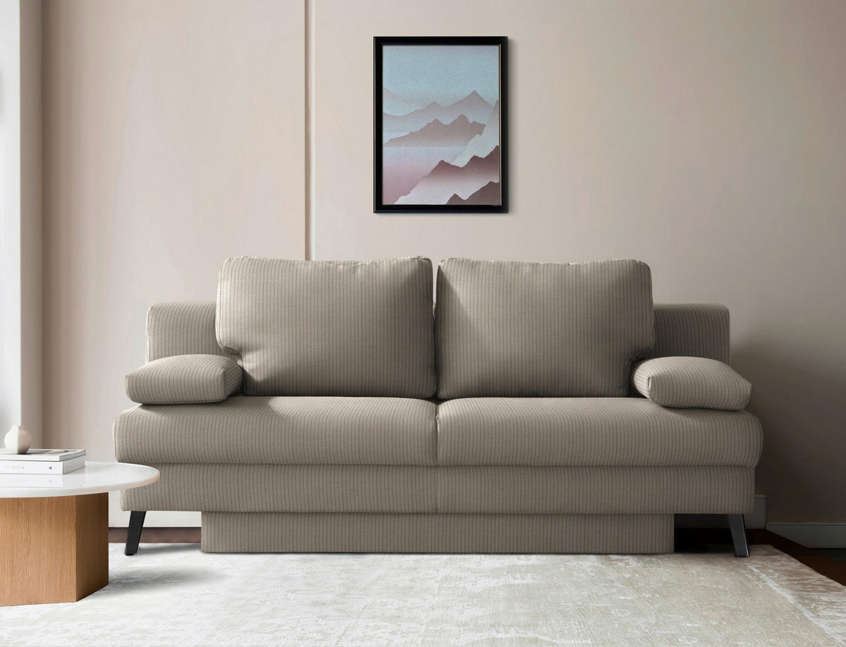 SCHLAFSOFA  in Cord Hellbraun  - Hellbraun/Schwarz, MODERN, Textil/Metall (194/91/90cm) - Novel