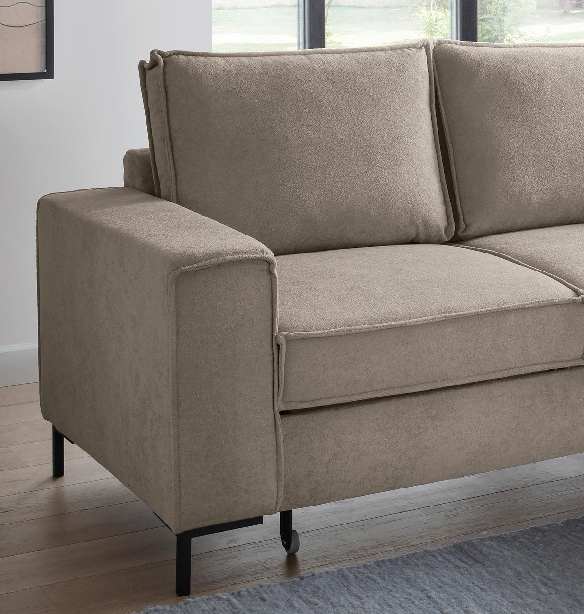 KUTNA GARNITURA tekstil  taupe   - crna/taupe, Moderno, tekstil/metal (240/150cm) - Livetastic