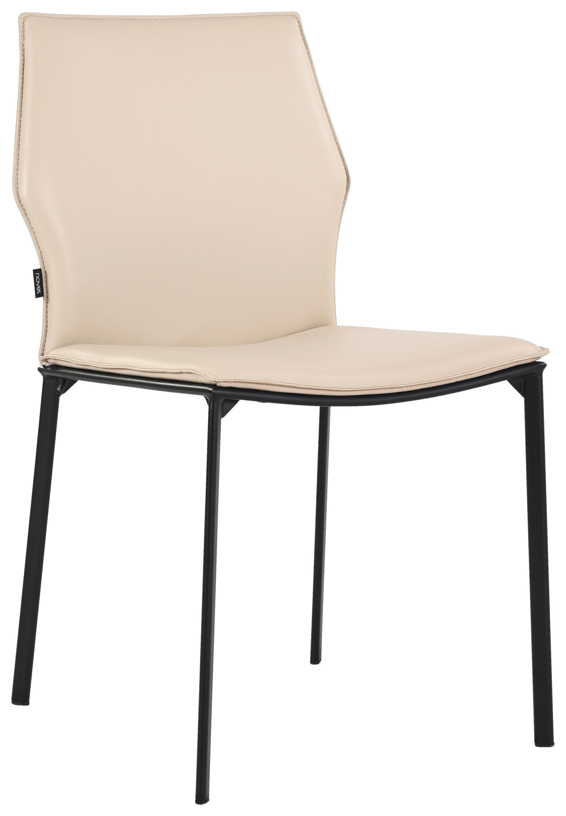 STUHL Echtleder Taupe  - Taupe/Schwarz, Design, Leder/Metall (48/85/57,5cm) - Novel