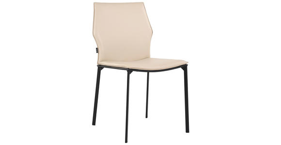 STUHL Echtleder Taupe  - Taupe/Schwarz, Design, Leder/Metall (48/85/57,5cm) - Novel