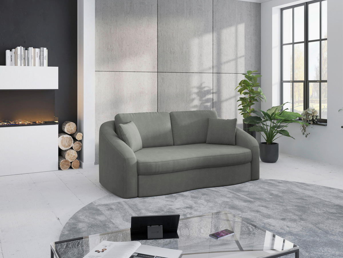 2,5-SITZER Mikrofaser Schlammfarben  - Schlammfarben/Schwarz, MODERN, Kunststoff/Textil (196/88/107cm) - Sit & More
