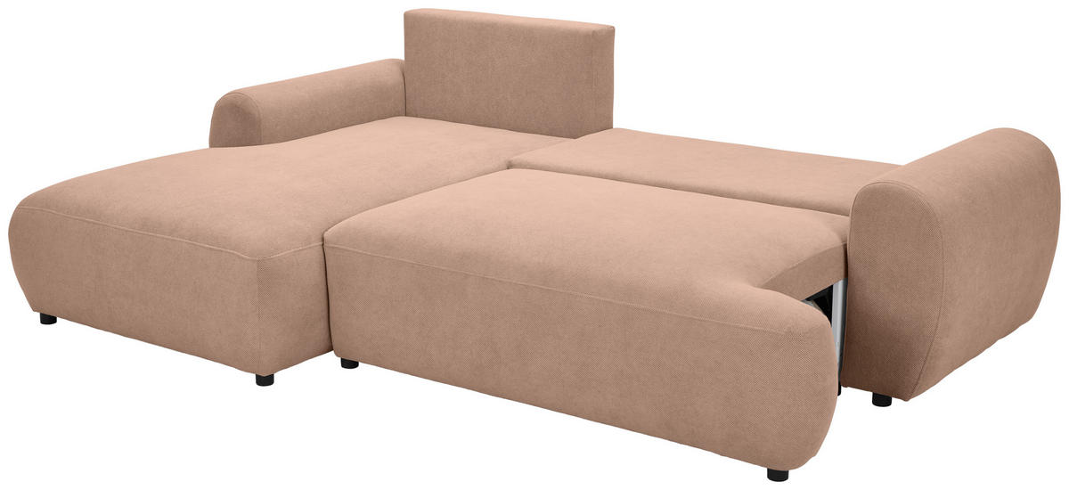 ECKSOFA in Webstoff Altrosa  - Schwarz/Altrosa, Modern, Kunststoff/Textil (175/265cm) - MID.YOU