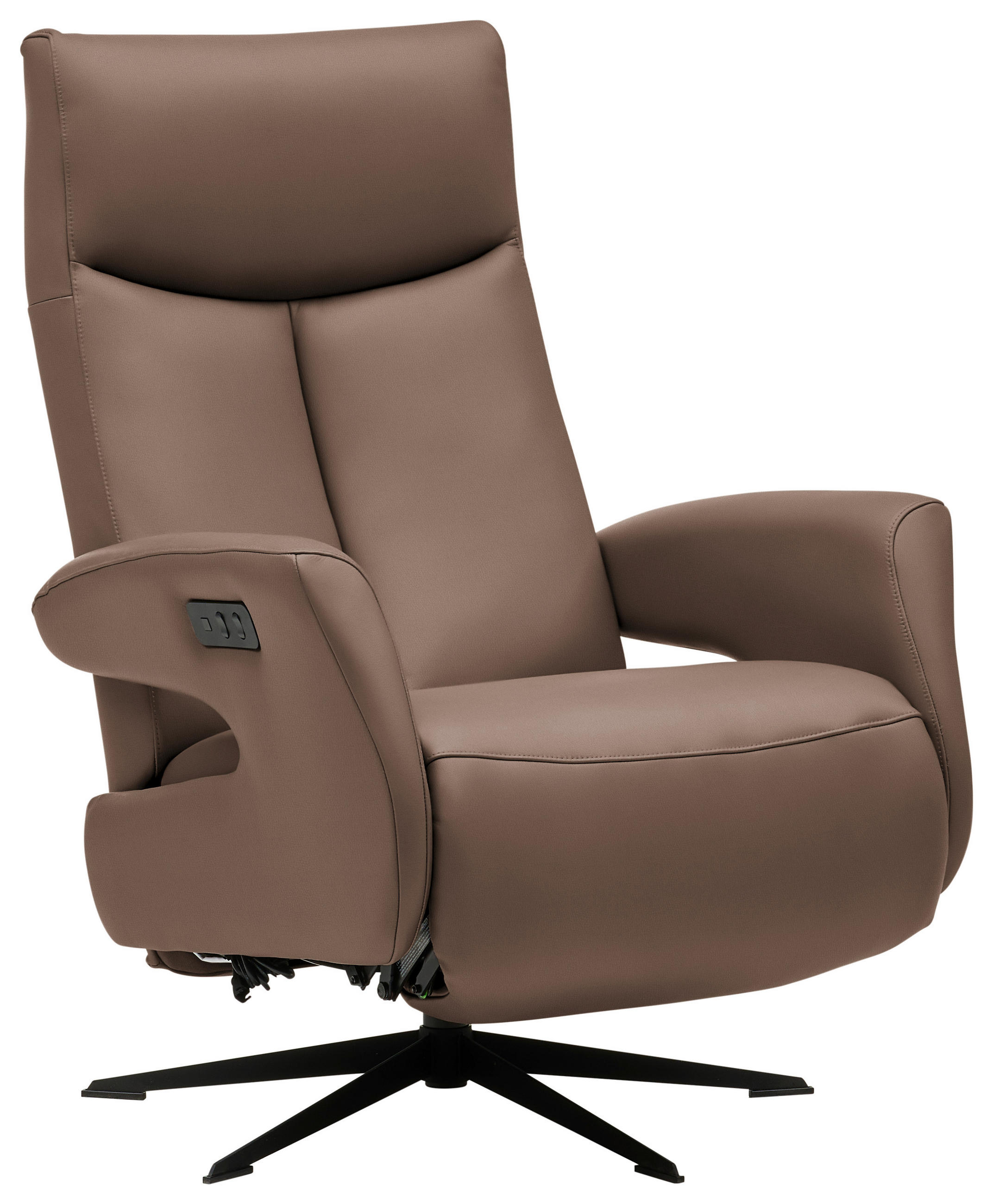 RELAXFÅTÖLJ i läder gråbrun  - gråbrun/svart, Design, metall/läder (74/105/82cm) - Livetastic