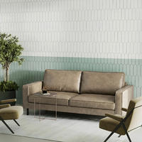2,5-SITZER  in Lederlook Echtleder Hellgrau Modern  - Hellgrau/Schwarz, Design, Leder/Textil (168/85/92cm) - Livetastic