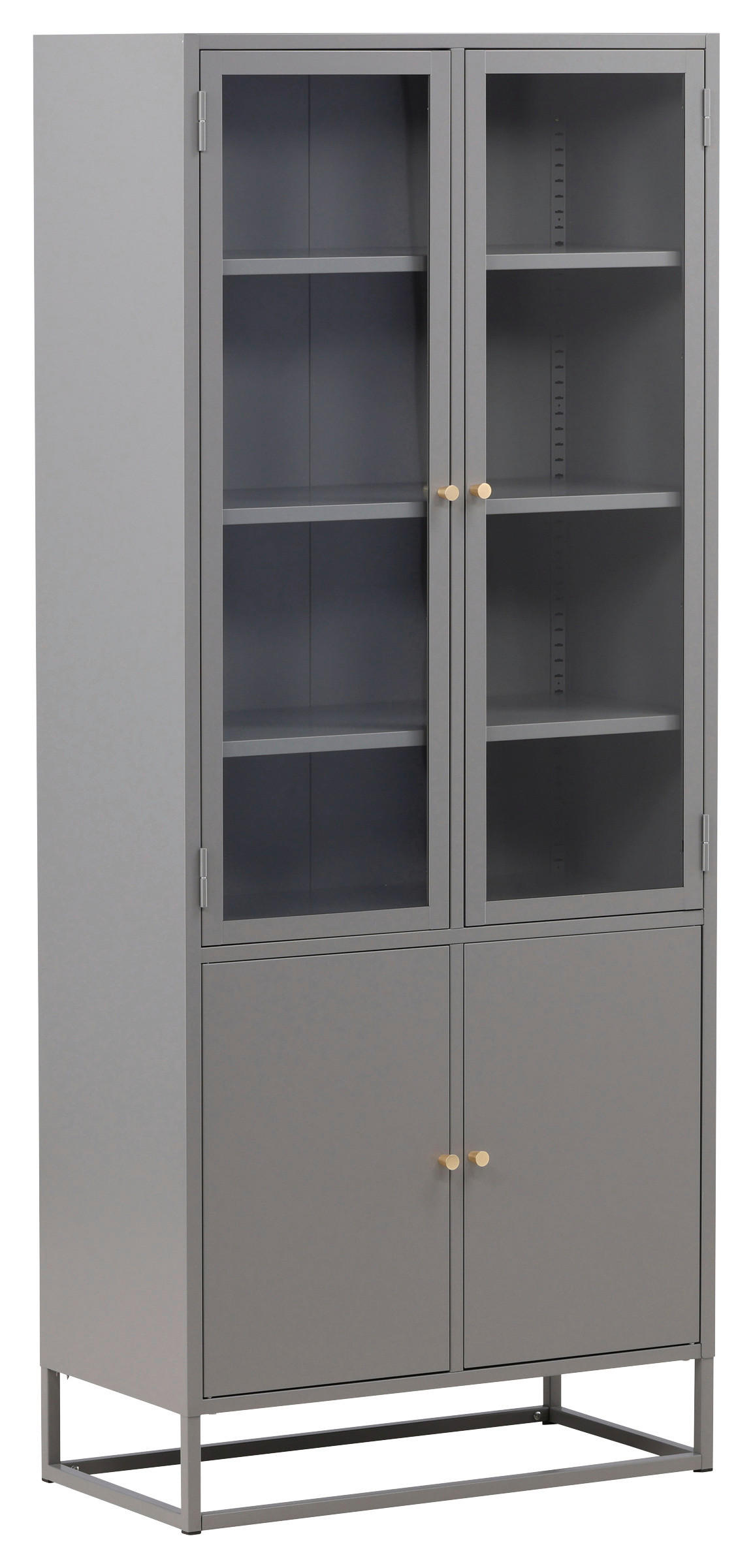 VITRINE in Hellgrau  - Hellgrau, Design, Glas/Metall (80/190/41cm) - Livetastic