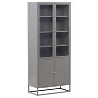 VITRINSKÅP  i ljusgrå  - ljusgrå, Design, metall/glas (80/190/41cm) - Livetastic